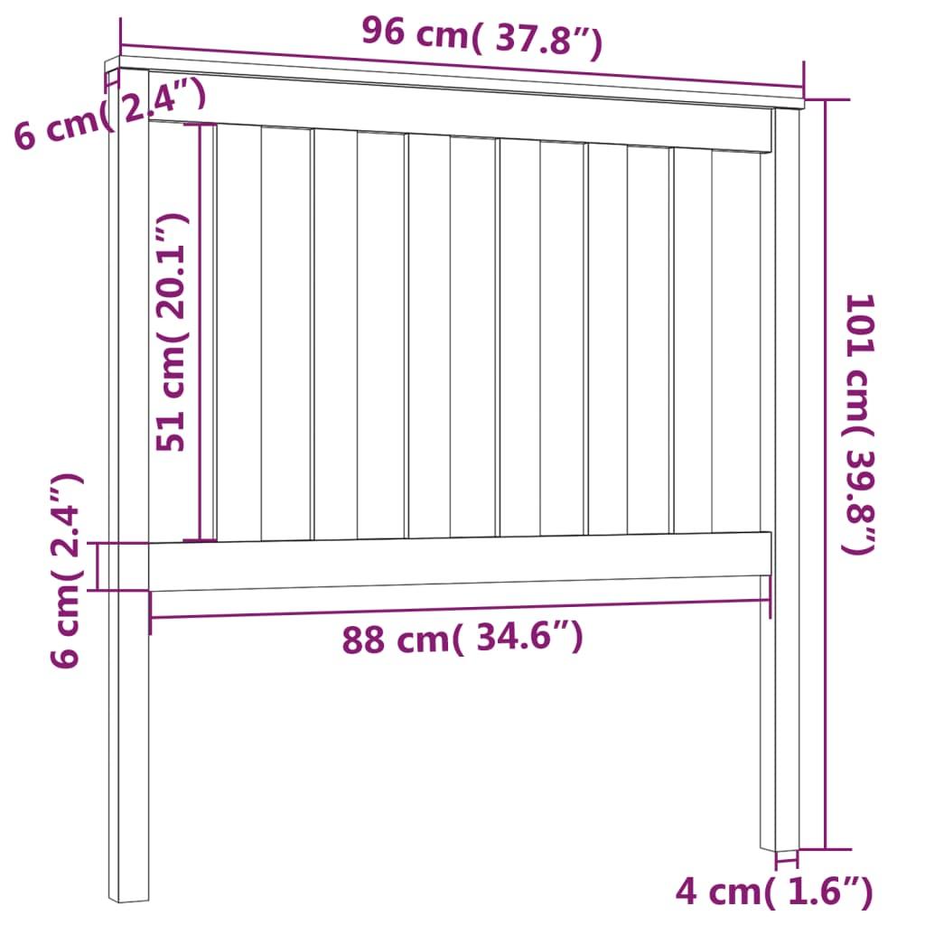 Bed Headboard Black 96 cm Solid Wood Pine