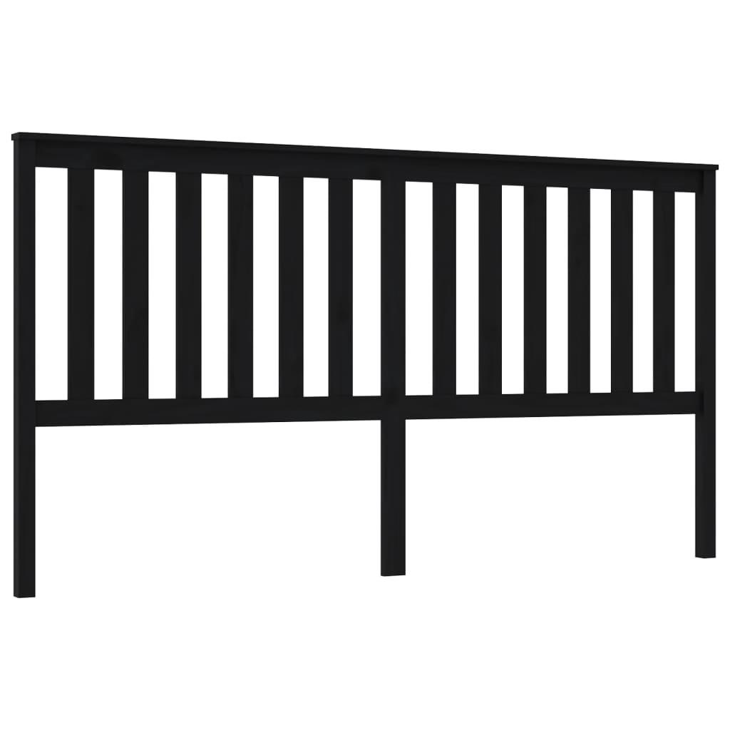 Bed Headboard Black 186 cm Solid Wood Pine