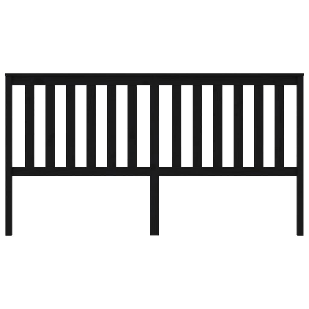 Bed Headboard Black 186 cm Solid Wood Pine