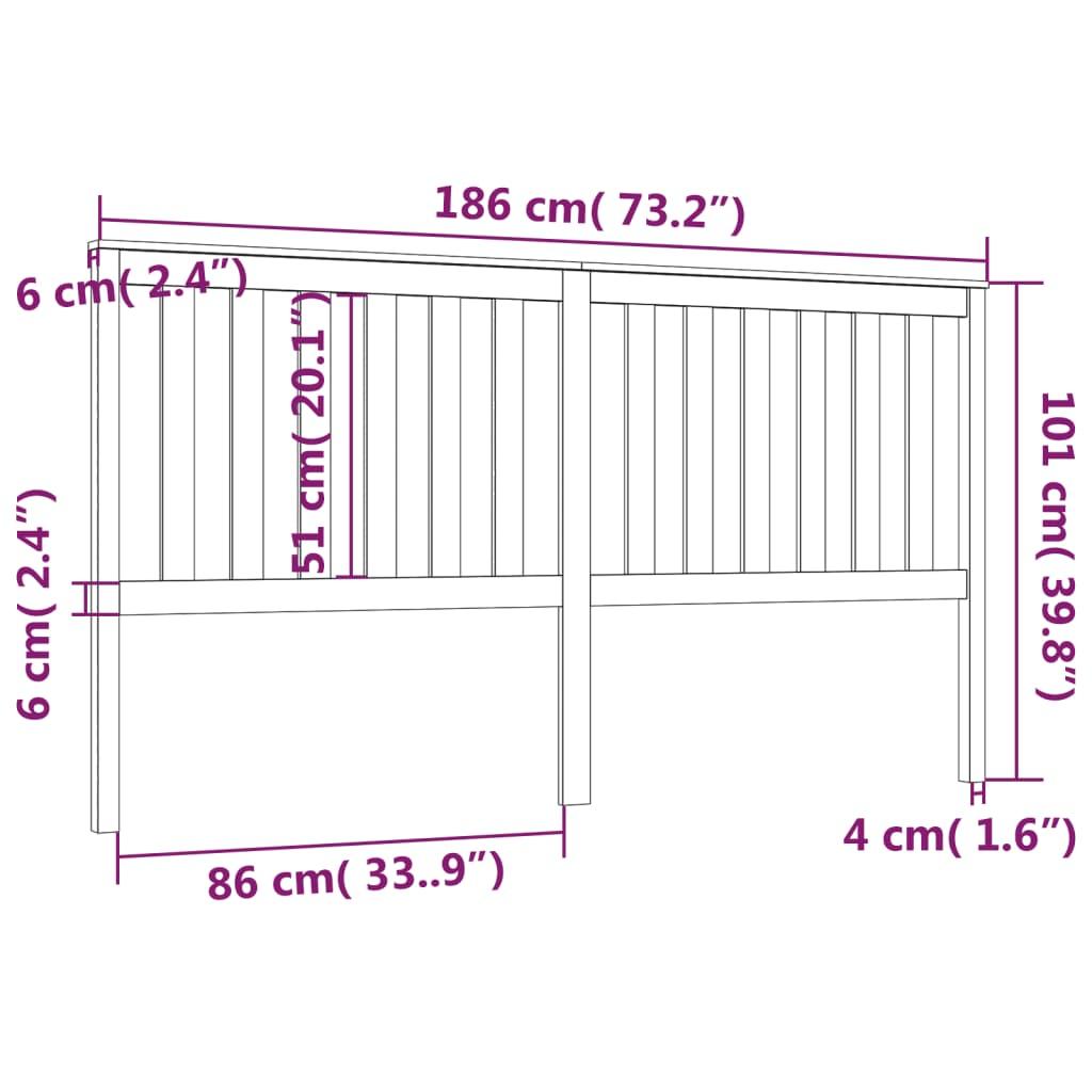 Bed Headboard Black 186 cm Solid Wood Pine