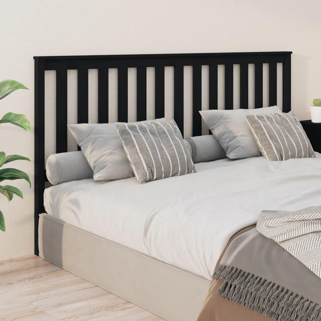 Bed Headboard Black 186 cm Solid Wood Pine