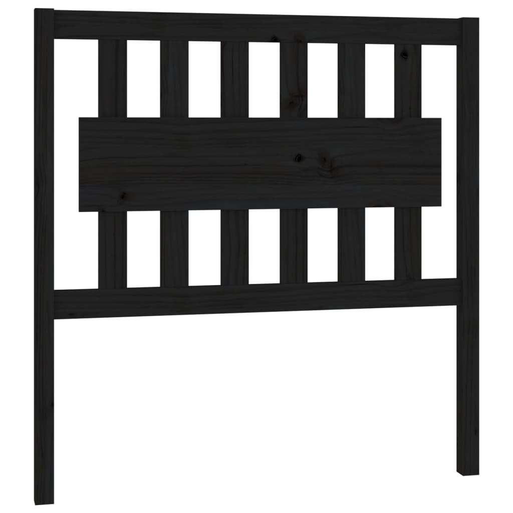 Bed Headboard Black 95.5 cm Solid Wood Pine