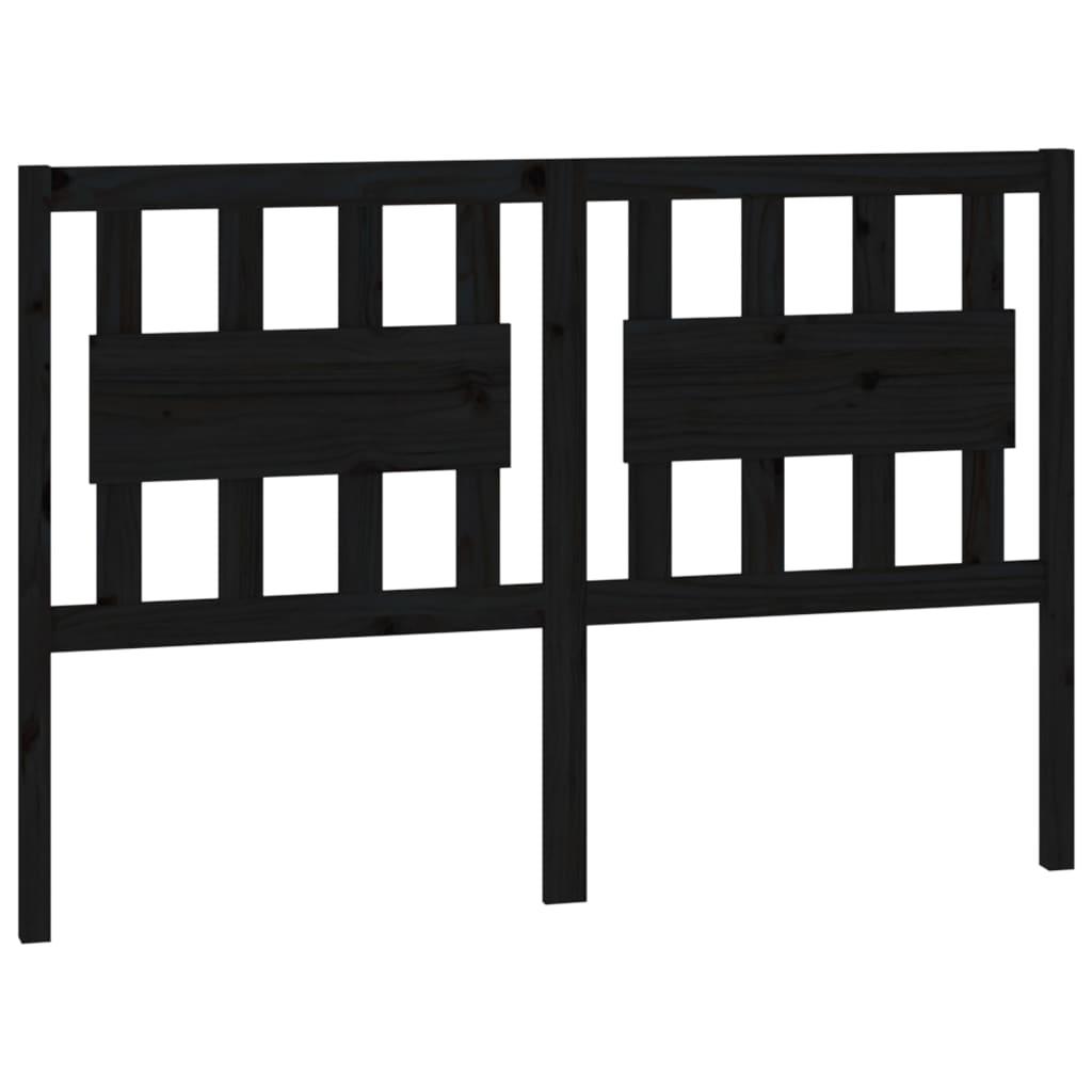 Bed Headboard Black 140.5 cm Solid Wood Pine