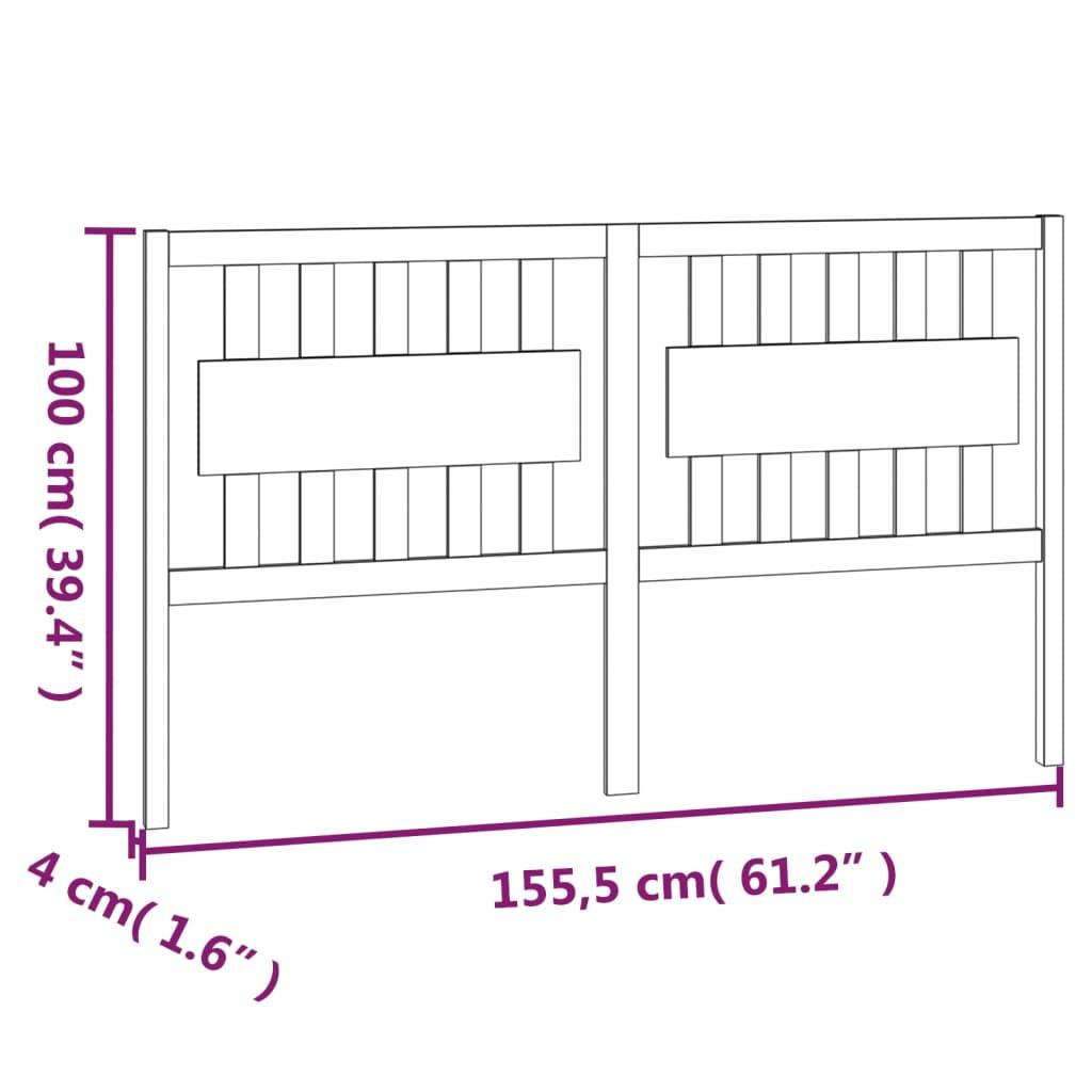 Bed Headboard Black 155.5x4x100 cm Solid Wood Pine