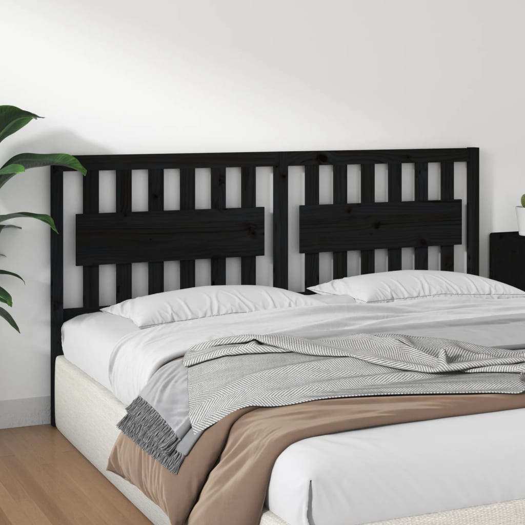 Bed Headboard Black 185.5 cm Solid Wood Pine