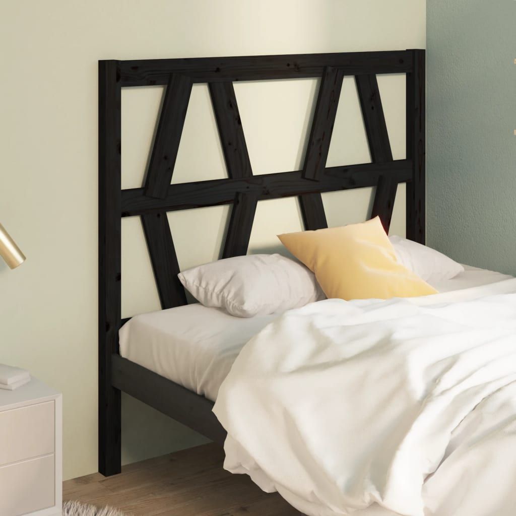 Bed Headboard Black 96 cm Solid Wood Pine