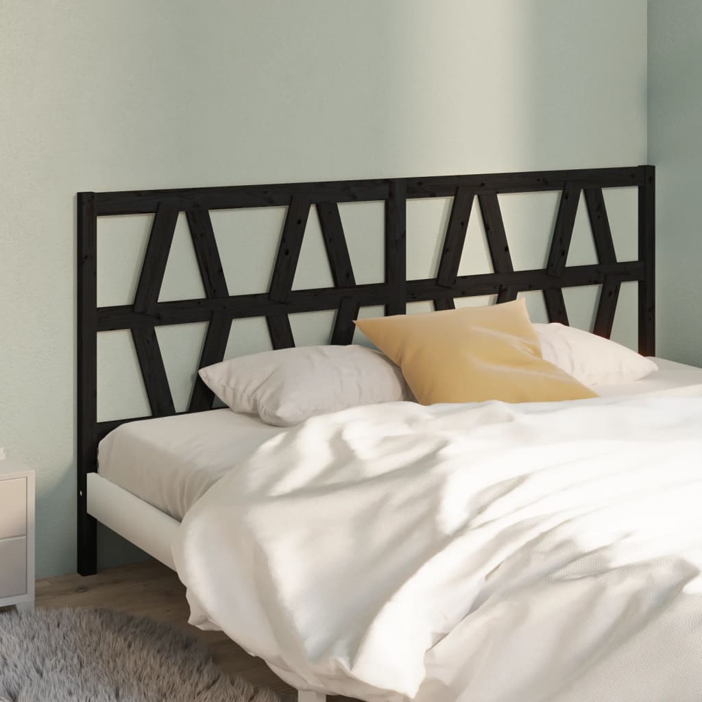 Bed Headboard Black 186 cm Solid Wood Pine