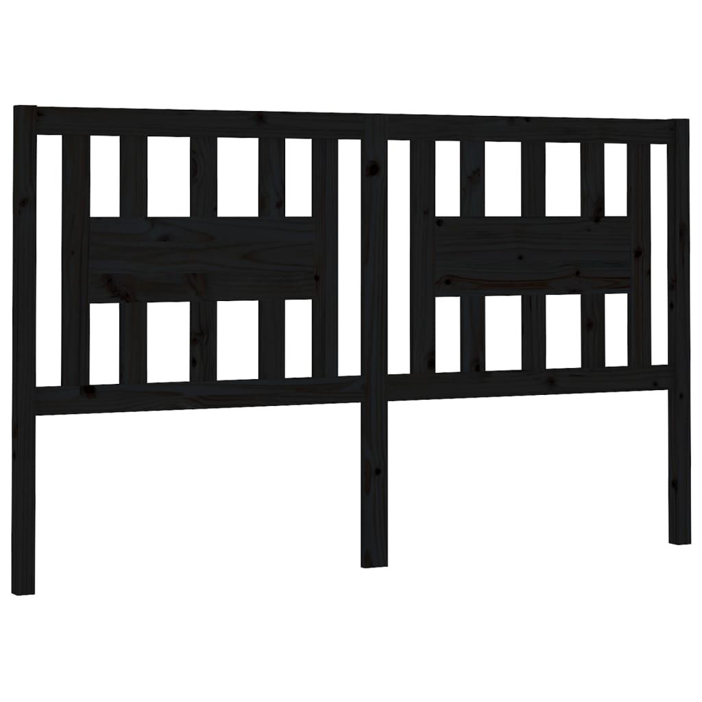 Headboard Black 141 cm Solid Wood Pine