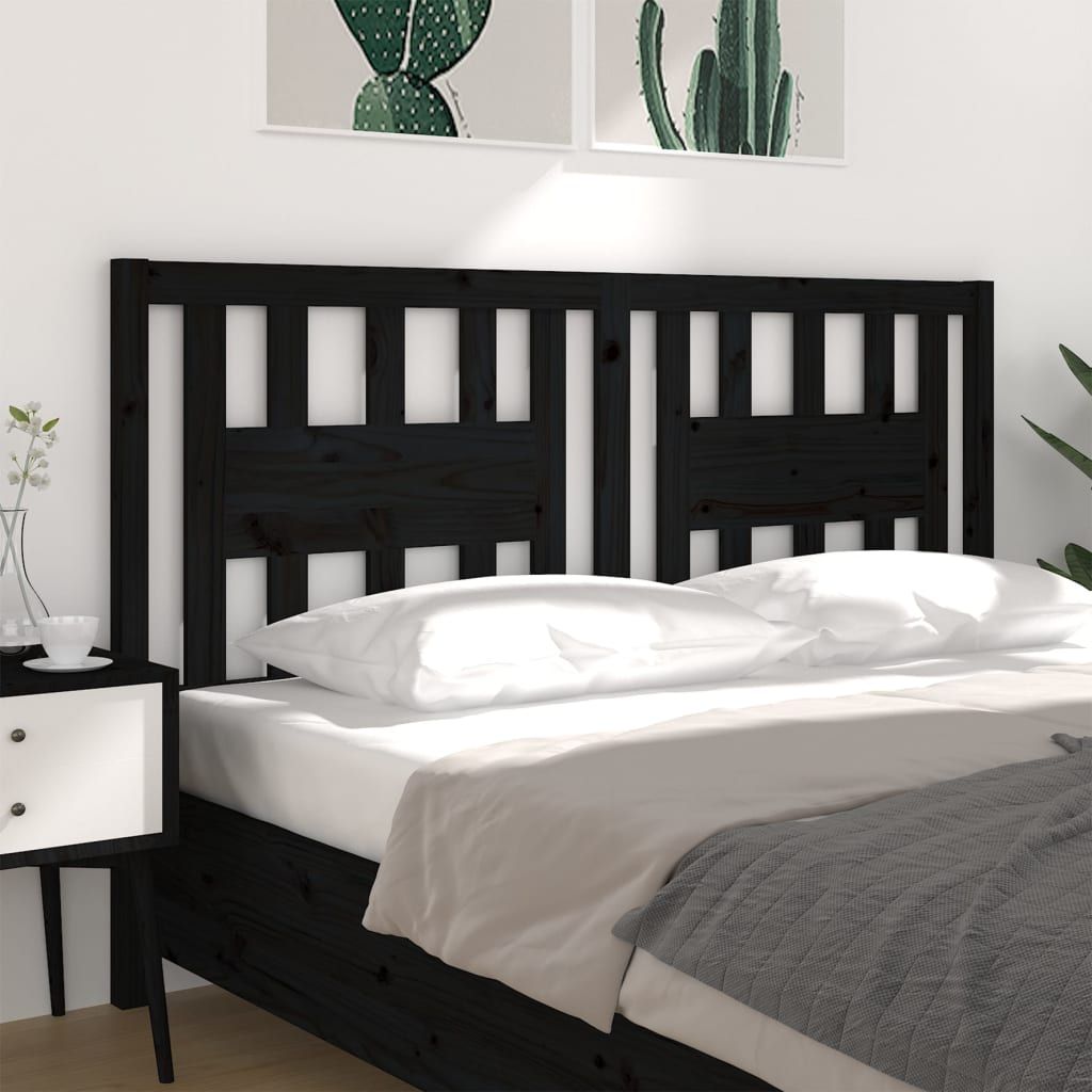 Headboard Black 156 cm Solid Wood Pine