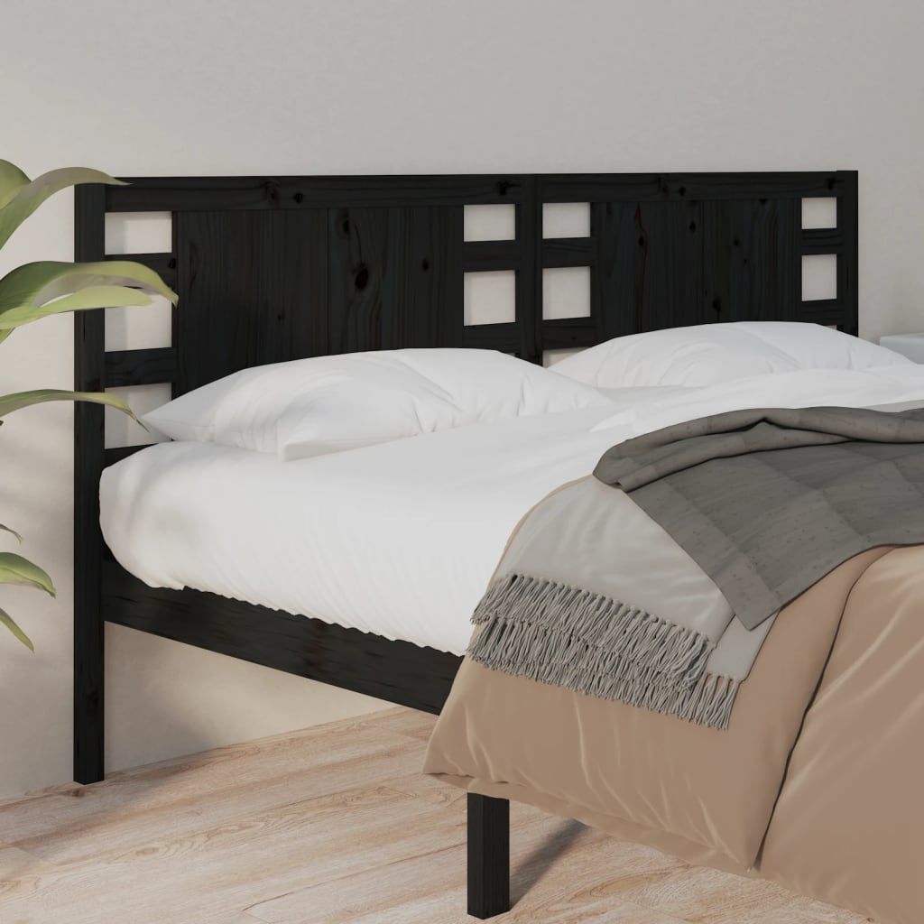 Headboard Black 141 cm Solid Wood Pine