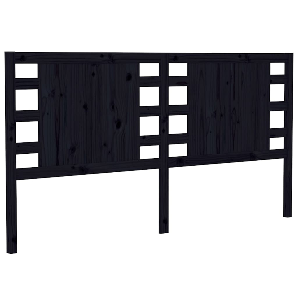 Headboard Black 186 cm Solid Wood Pine