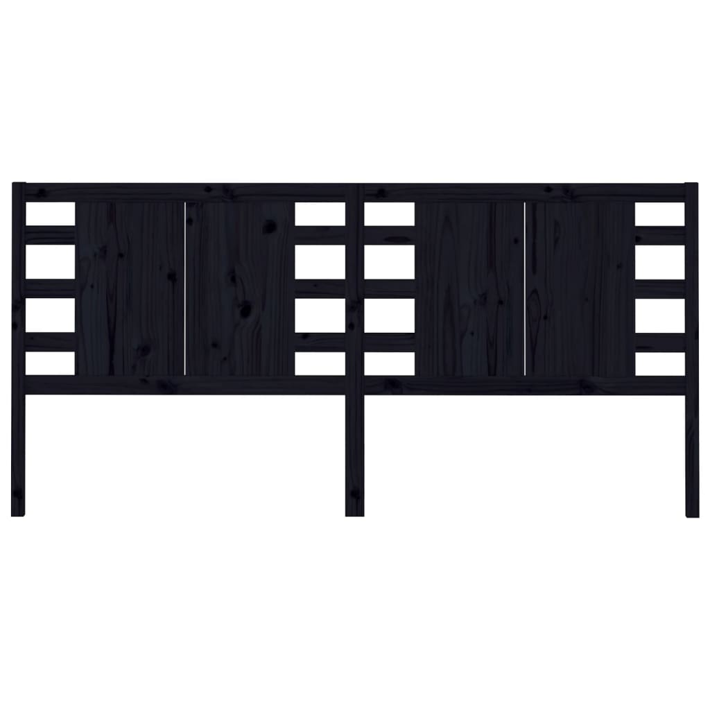 Headboard Black 186 cm Solid Wood Pine