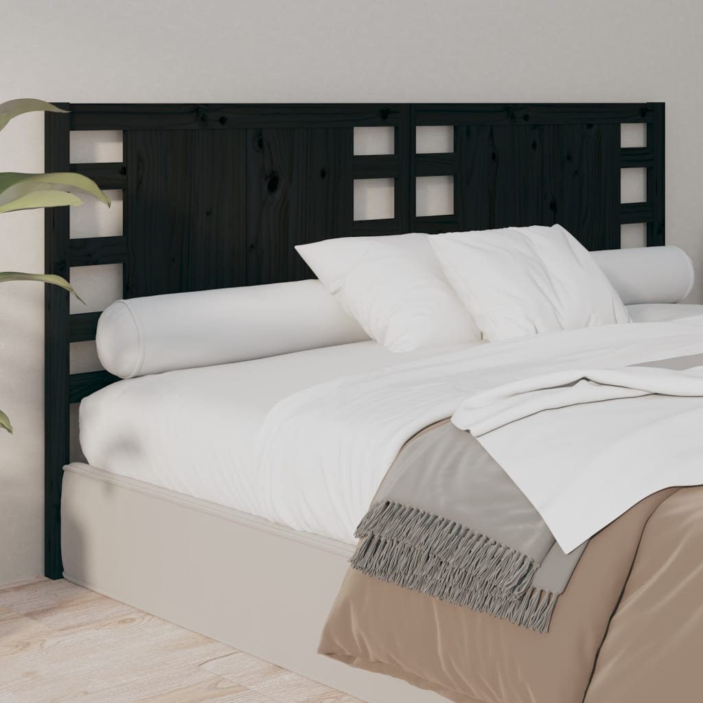 Headboard Black 186 cm Solid Wood Pine