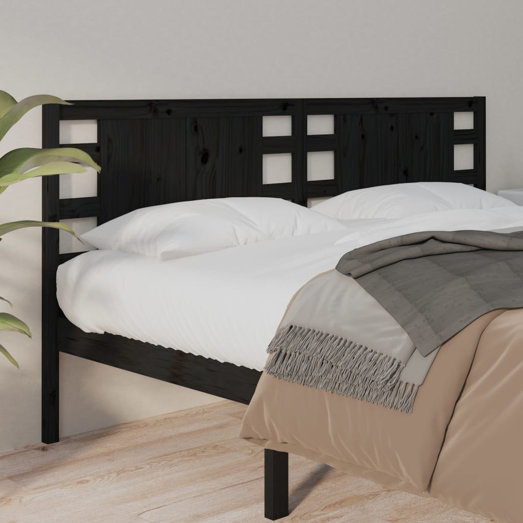 Headboard Black 186 cm Solid Wood Pine