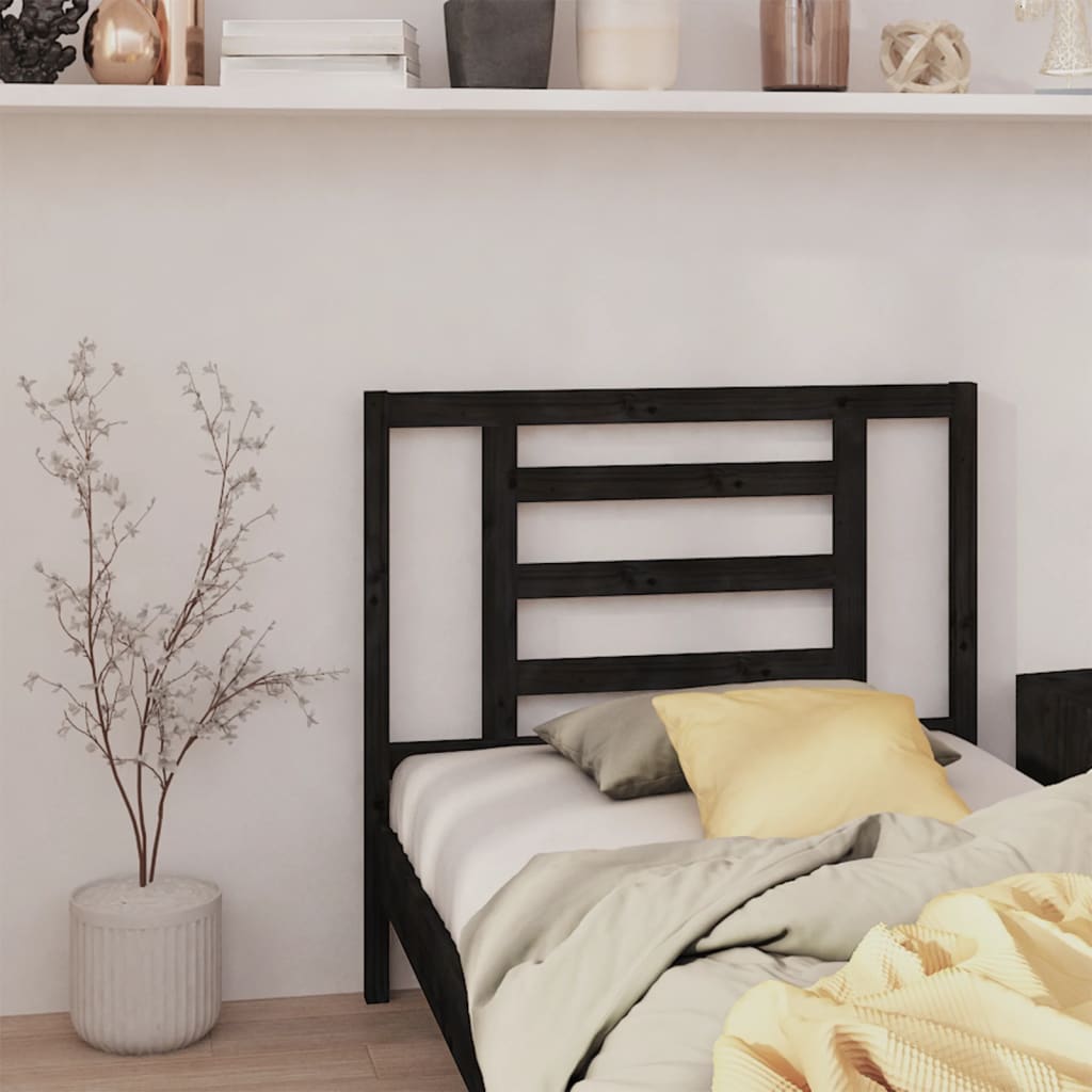 Bed Headboard Black 96 cm Solid Wood Pine