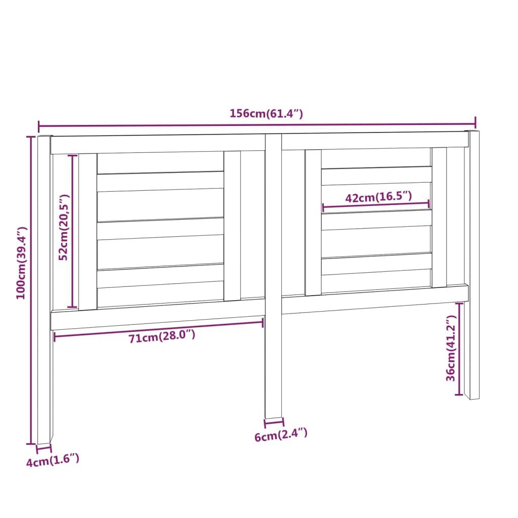 Bed Headboard White 156 cm Solid Wood Pine