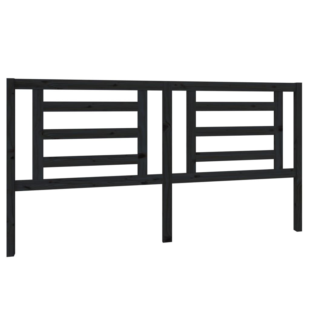 Bed Headboard Black 186 cm Solid Wood Pine