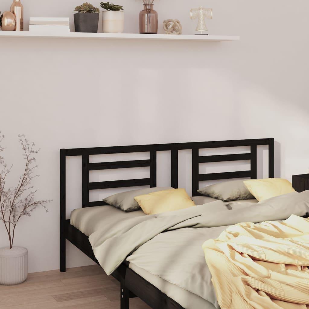 Bed Headboard Black 186 cm Solid Wood Pine