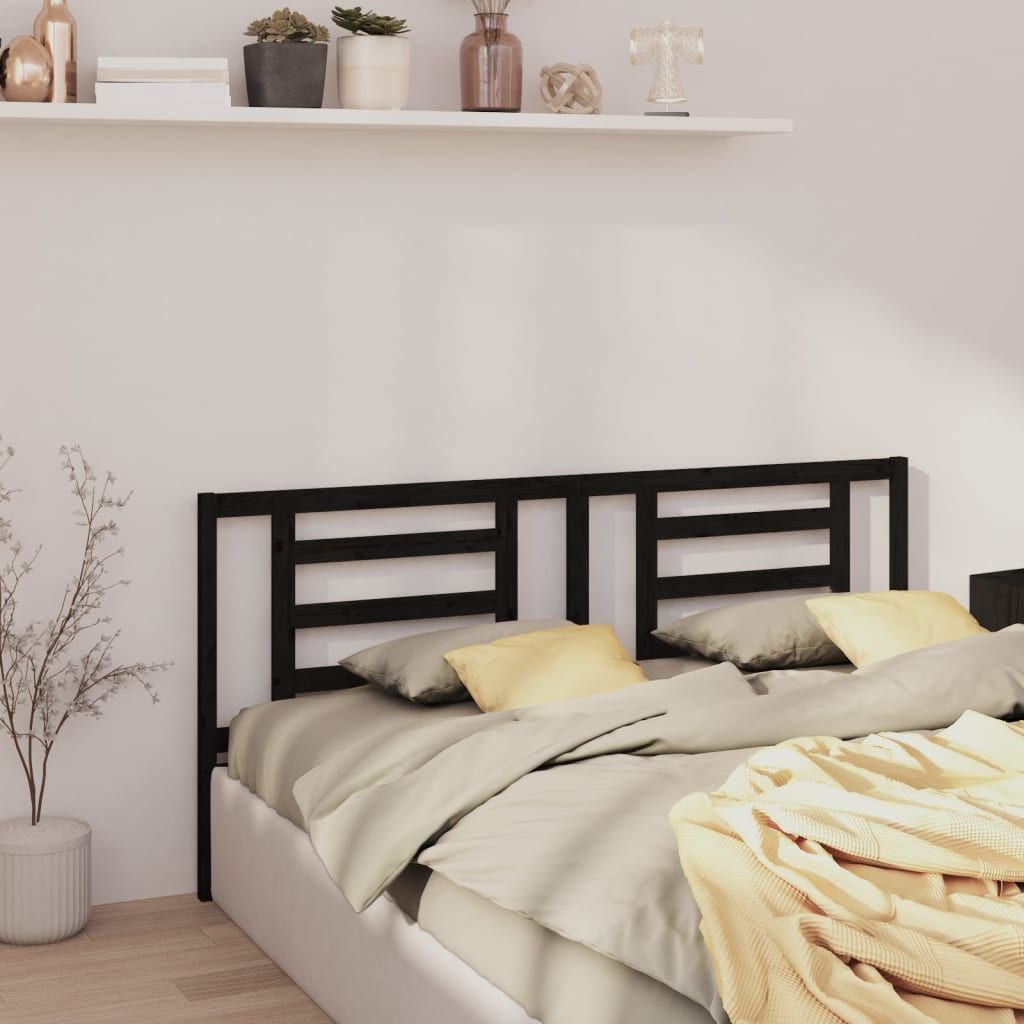 Bed Headboard Black 186 cm Solid Wood Pine