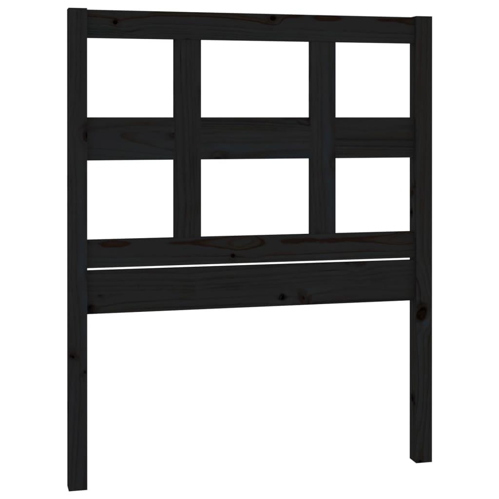 Bed Headboard Black 95.5 cm Solid Wood Pine