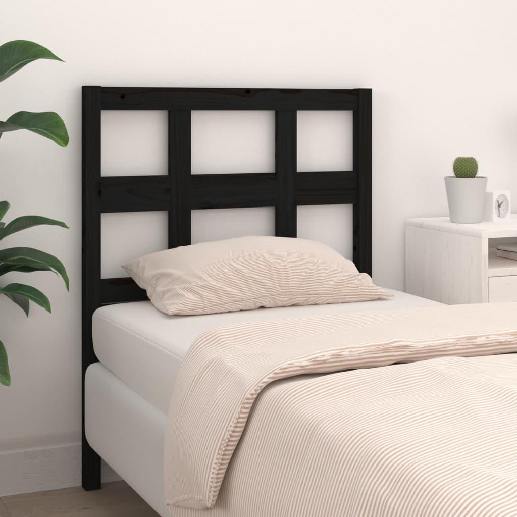 Bed Headboard Black 95.5 cm Solid Wood Pine