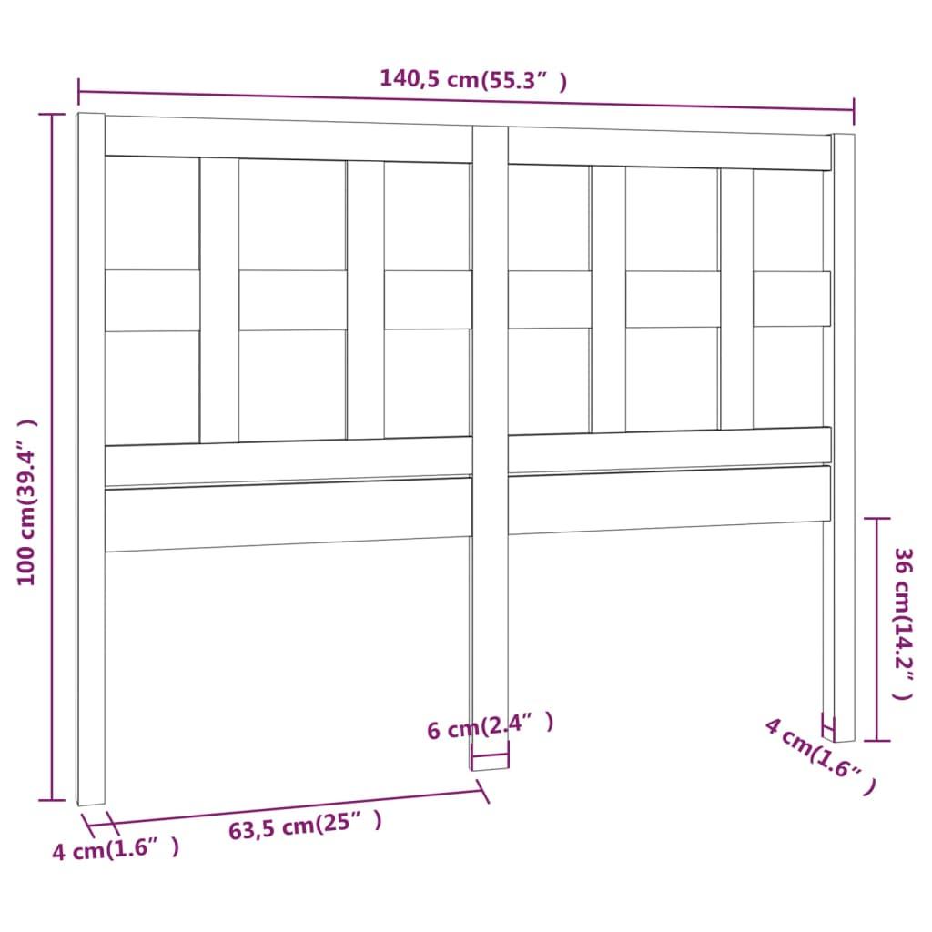 Bed Headboard White 140.5 cm Solid Wood Pine