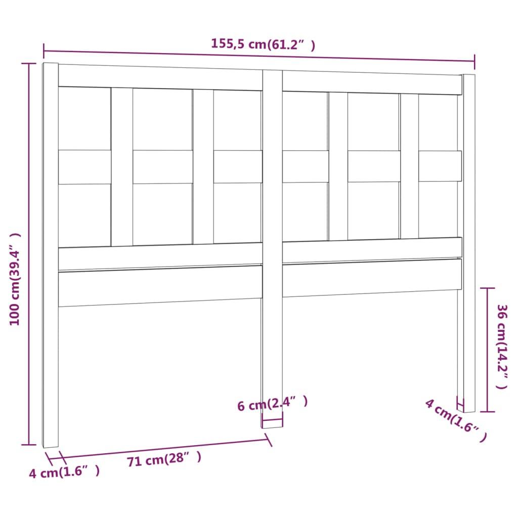 Bed Headboard White 155.5 cm Solid Wood Pine