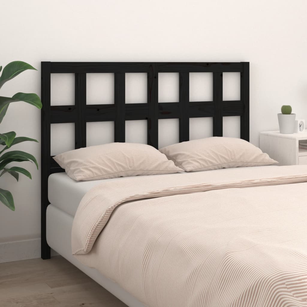 Bed Headboard Black 185.5 cm Solid Wood Pine