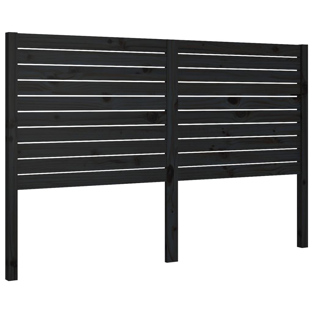 Bed Headboard Black 141 cm Solid Wood Pine