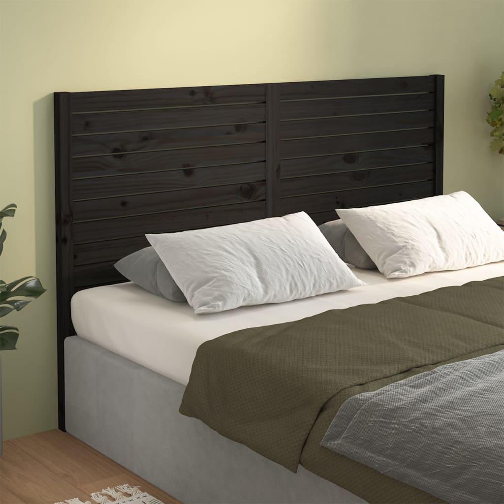 Bed Headboard Black 141 cm Solid Wood Pine