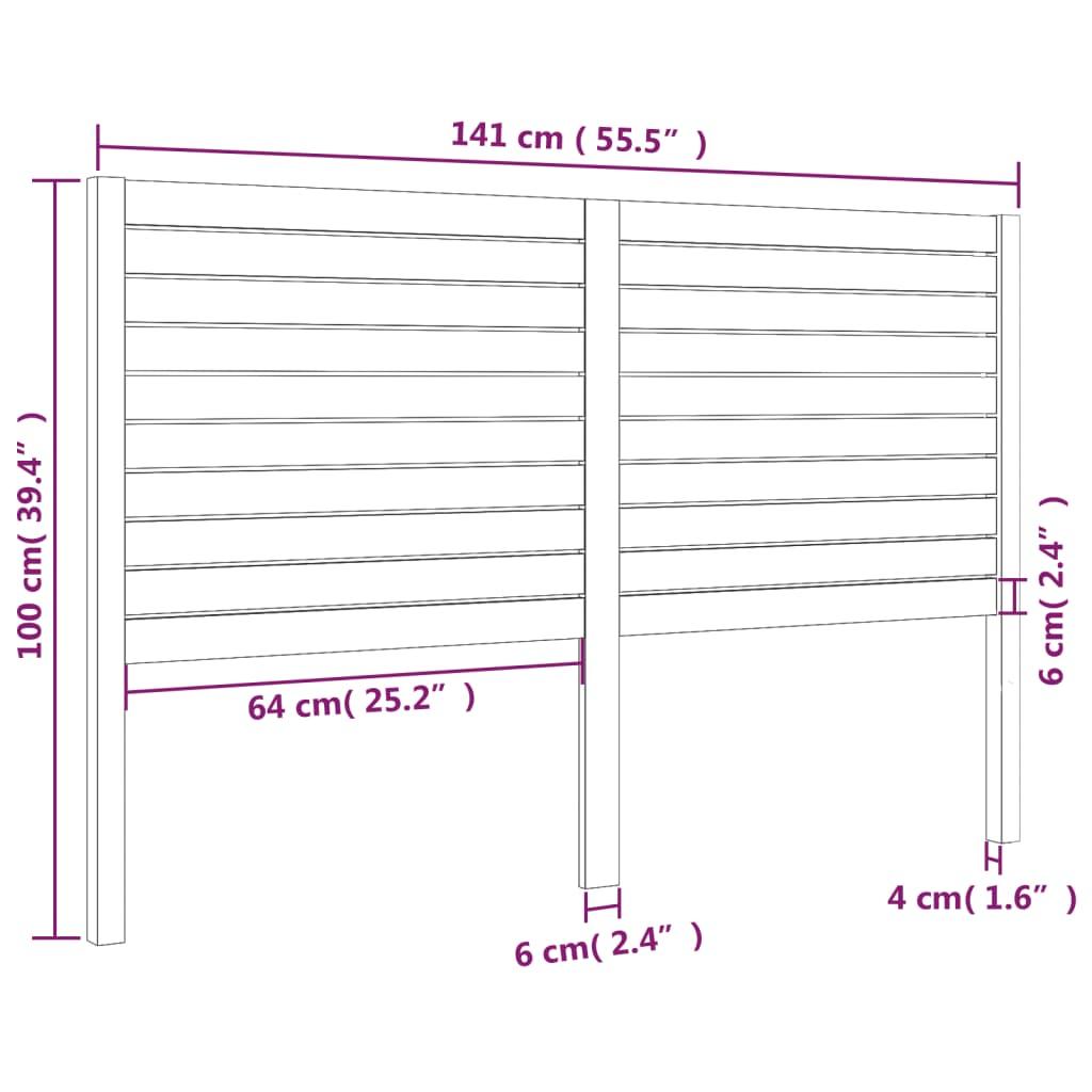 Bed Headboard Black 141 cm Solid Wood Pine