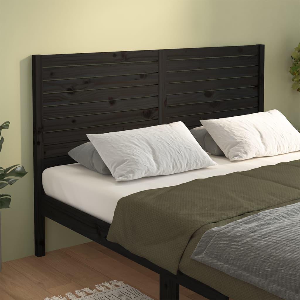 Bed Headboard Black 141 cm Solid Wood Pine