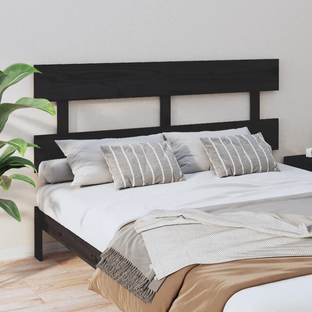 Bed Headboard Black 154 cm Solid Wood Pine