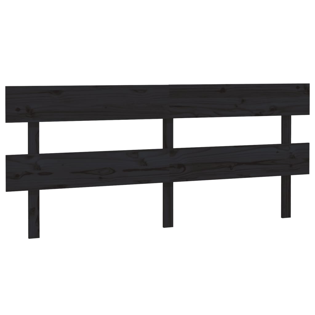 Bed Headboard Black 184 cm Solid Wood Pine