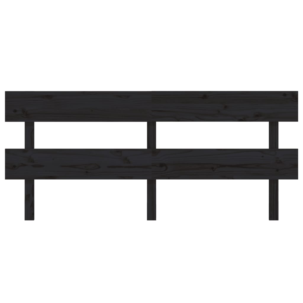 Bed Headboard Black 184 cm Solid Wood Pine