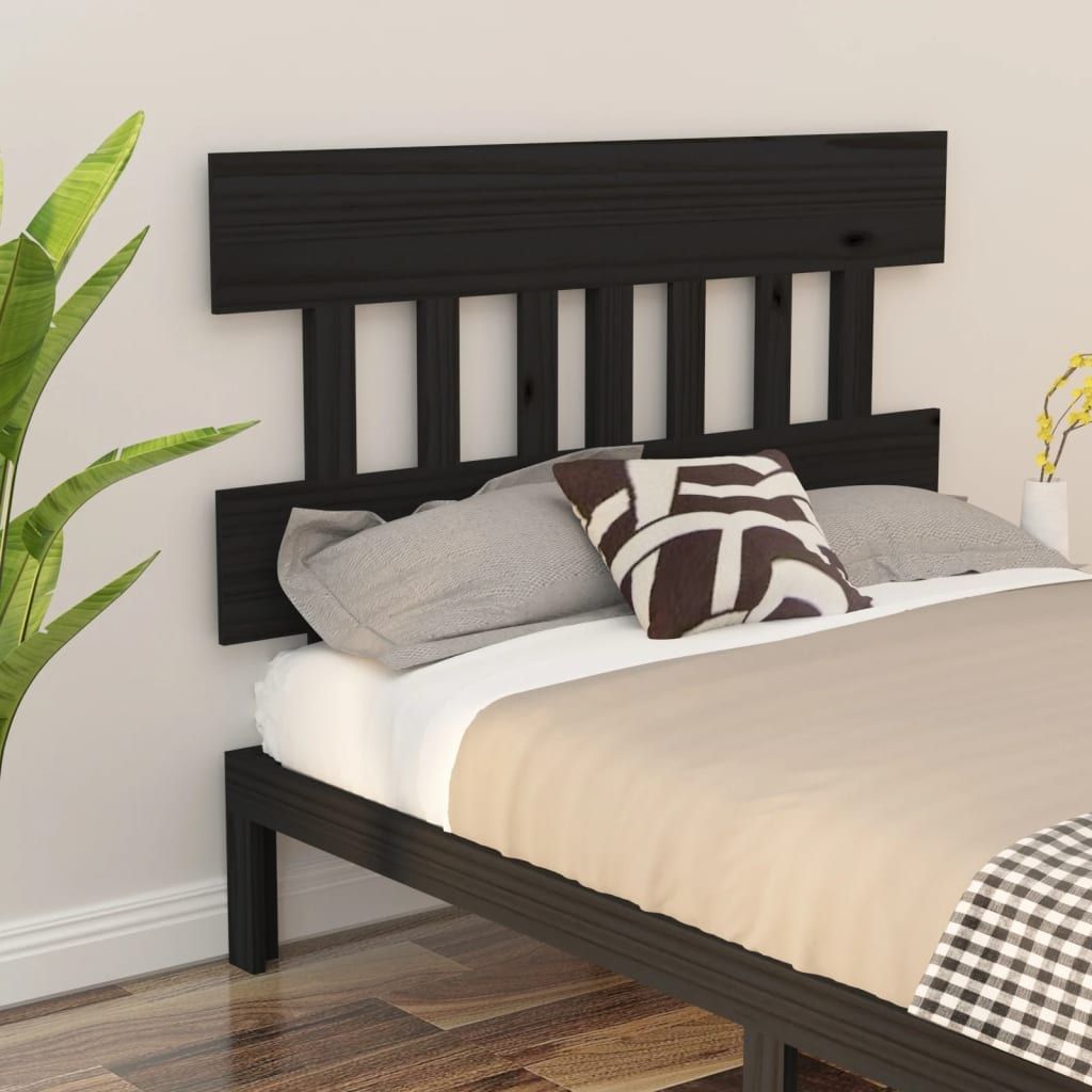 Bed Headboard Black 138.5 cm Solid Wood Pine