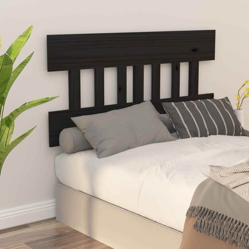 Bed Headboard Black 138.5 cm Solid Wood Pine