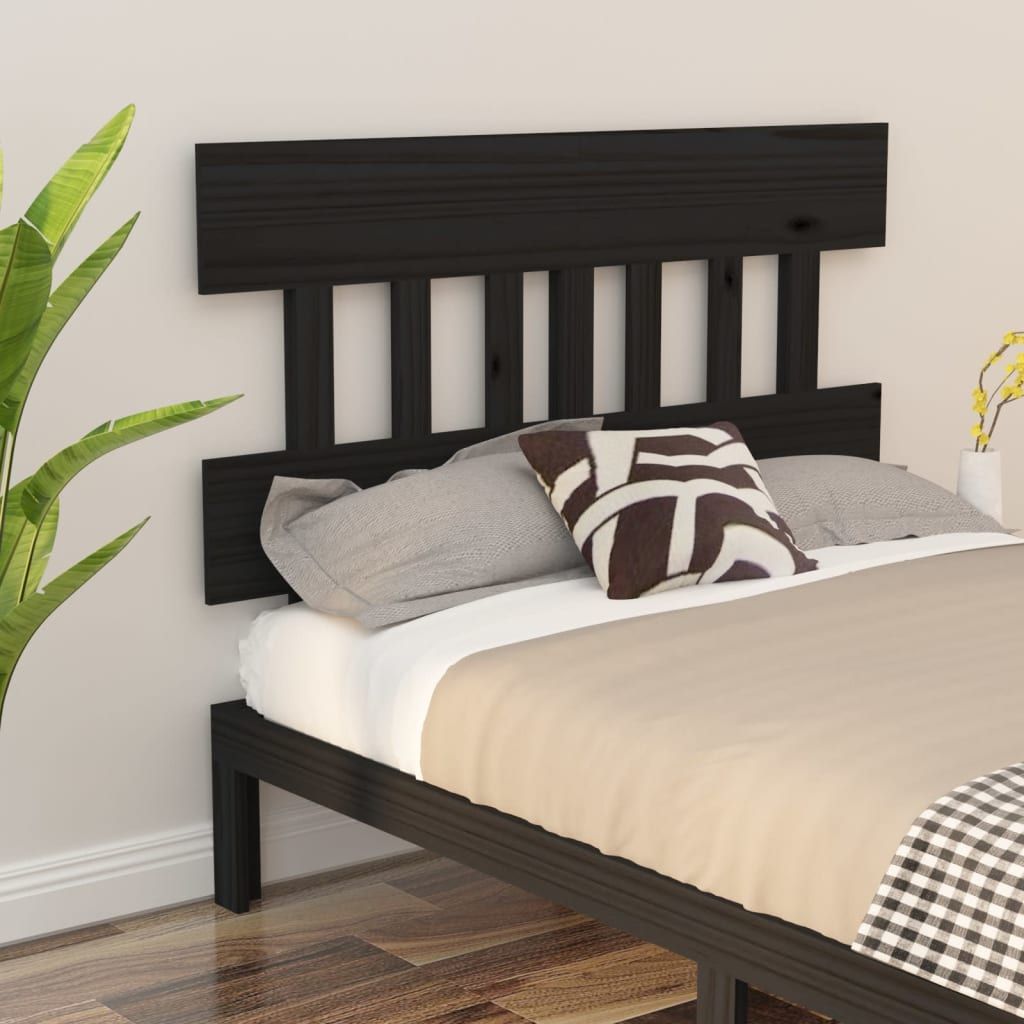 Bed Headboard Black 153.5 cm Solid Wood Pine