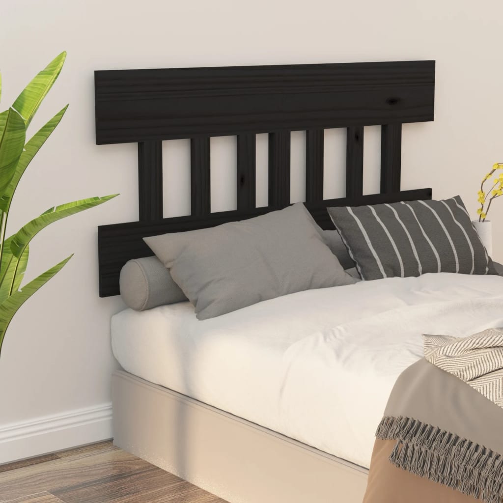 Bed Headboard Black 183.5 cm Solid Wood Pine