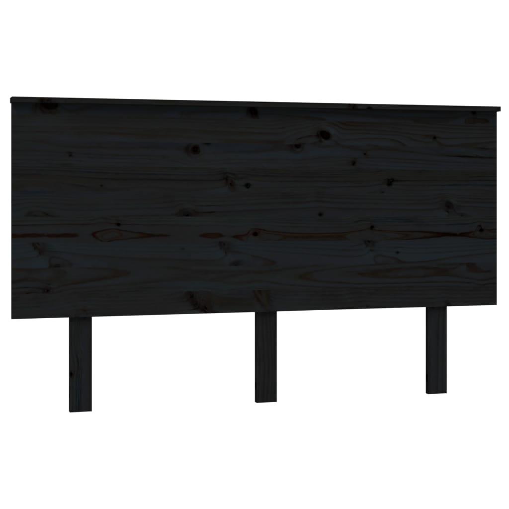 Bed Headboard Black 139 cm Solid Wood Pine