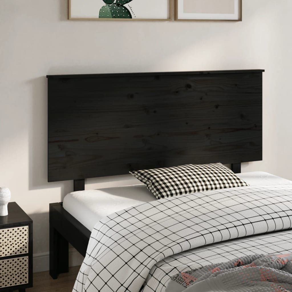 Bed Headboard Black 139 cm Solid Wood Pine