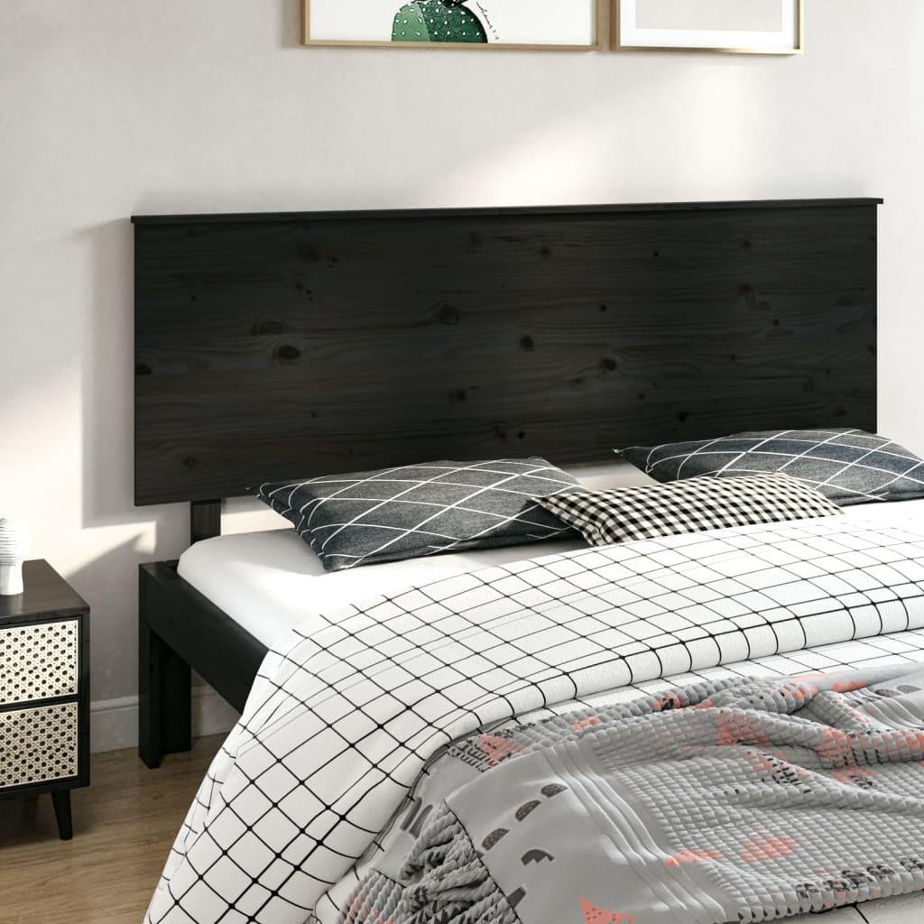 Bed Headboard Black 184 cm Solid Wood Pine