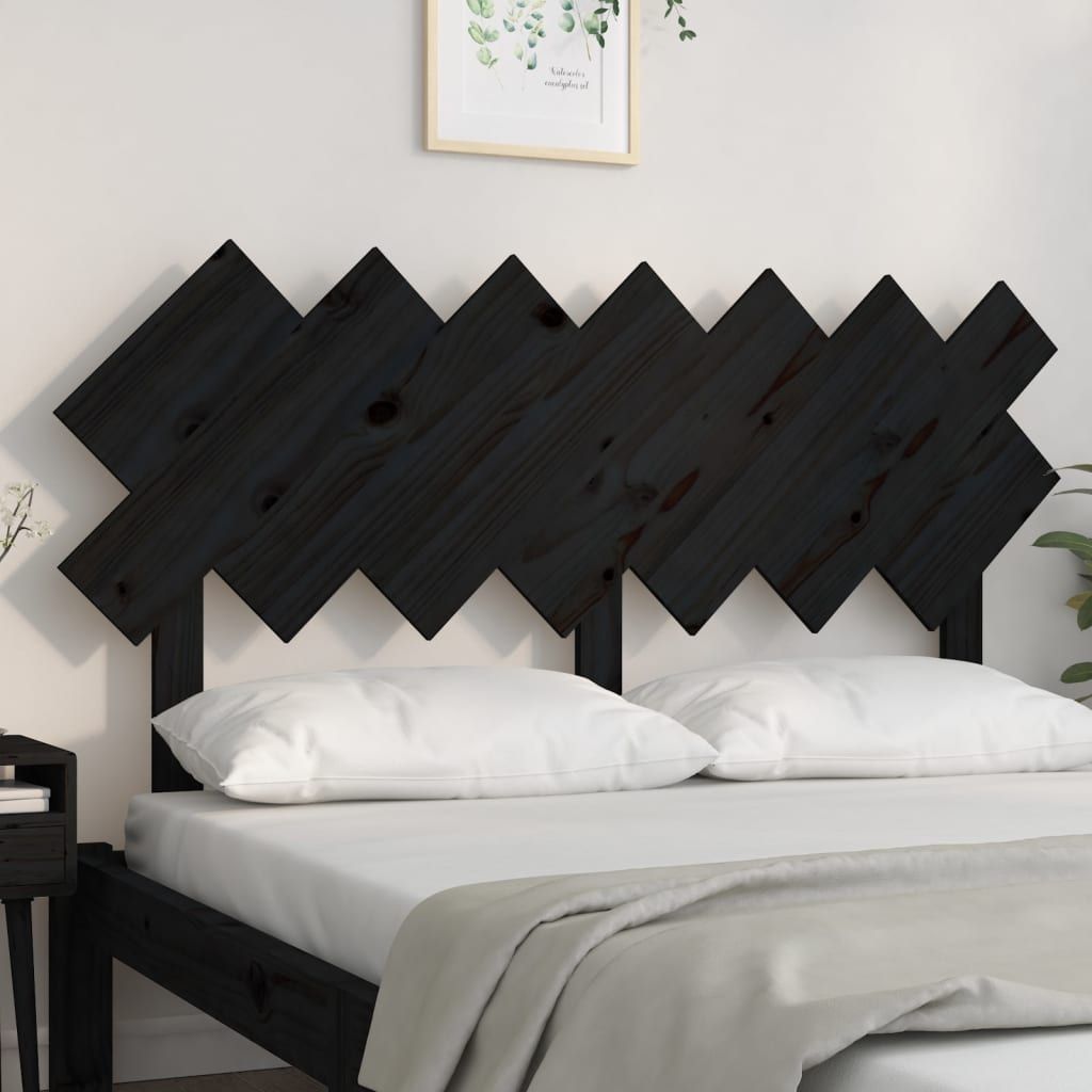 Bed Headboard Black 151.5 cm Solid Wood Pine