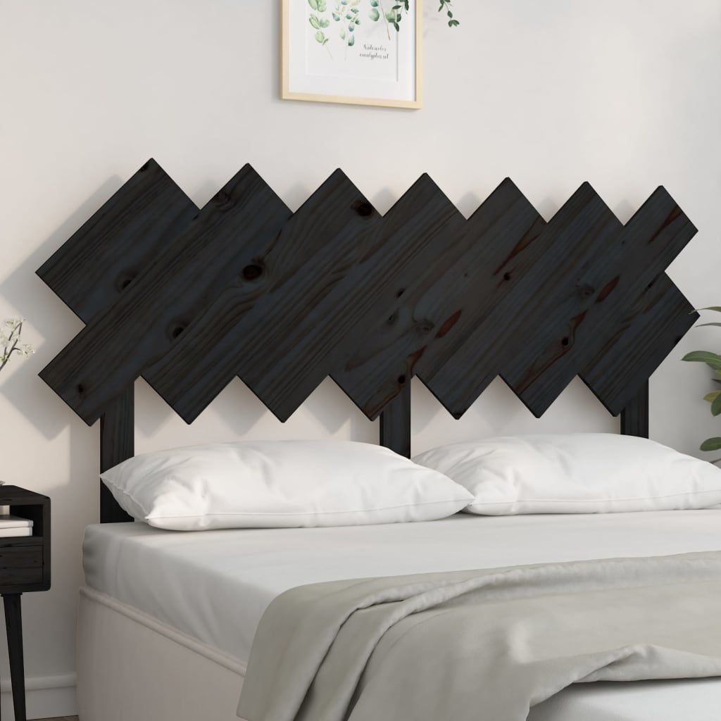 Bed Headboard Black 151.5 cm Solid Wood Pine