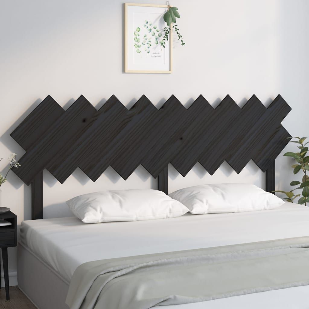 Bed Headboard Black 178 cm Solid Wood Pine