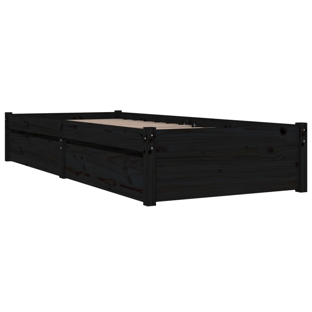 Bed Frame without Mattress with Drawers Black 90x190 cm