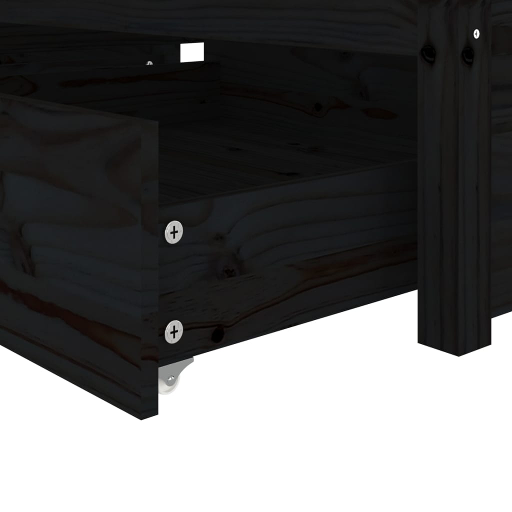 Bed Frame without Mattress with Drawers Black 90x190 cm