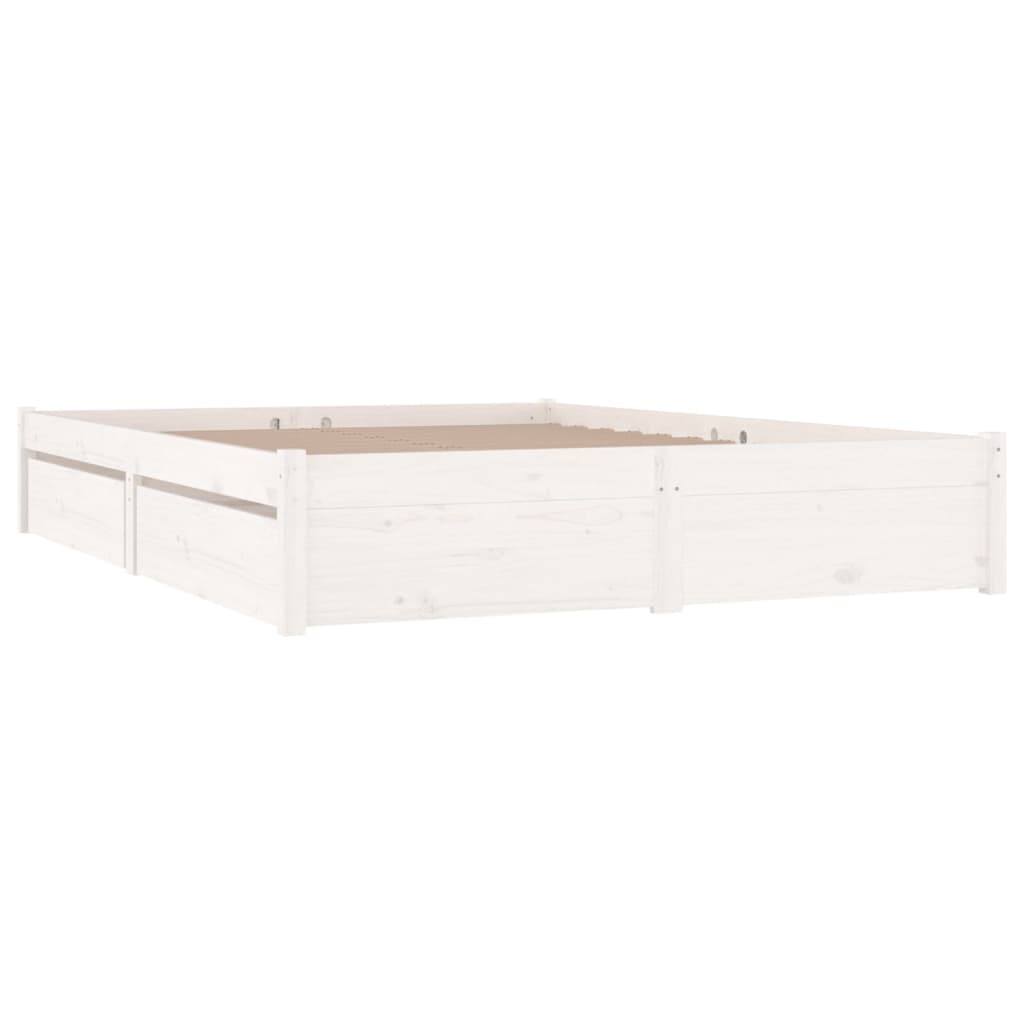 Bed Frame without Mattress with Drawers White 150x200 cm