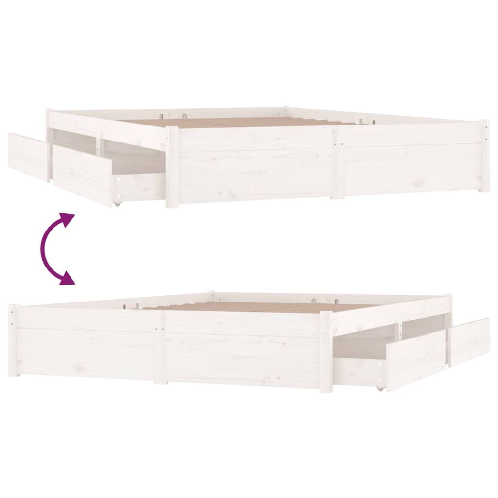 Bed Frame without Mattress with Drawers White 150x200 cm