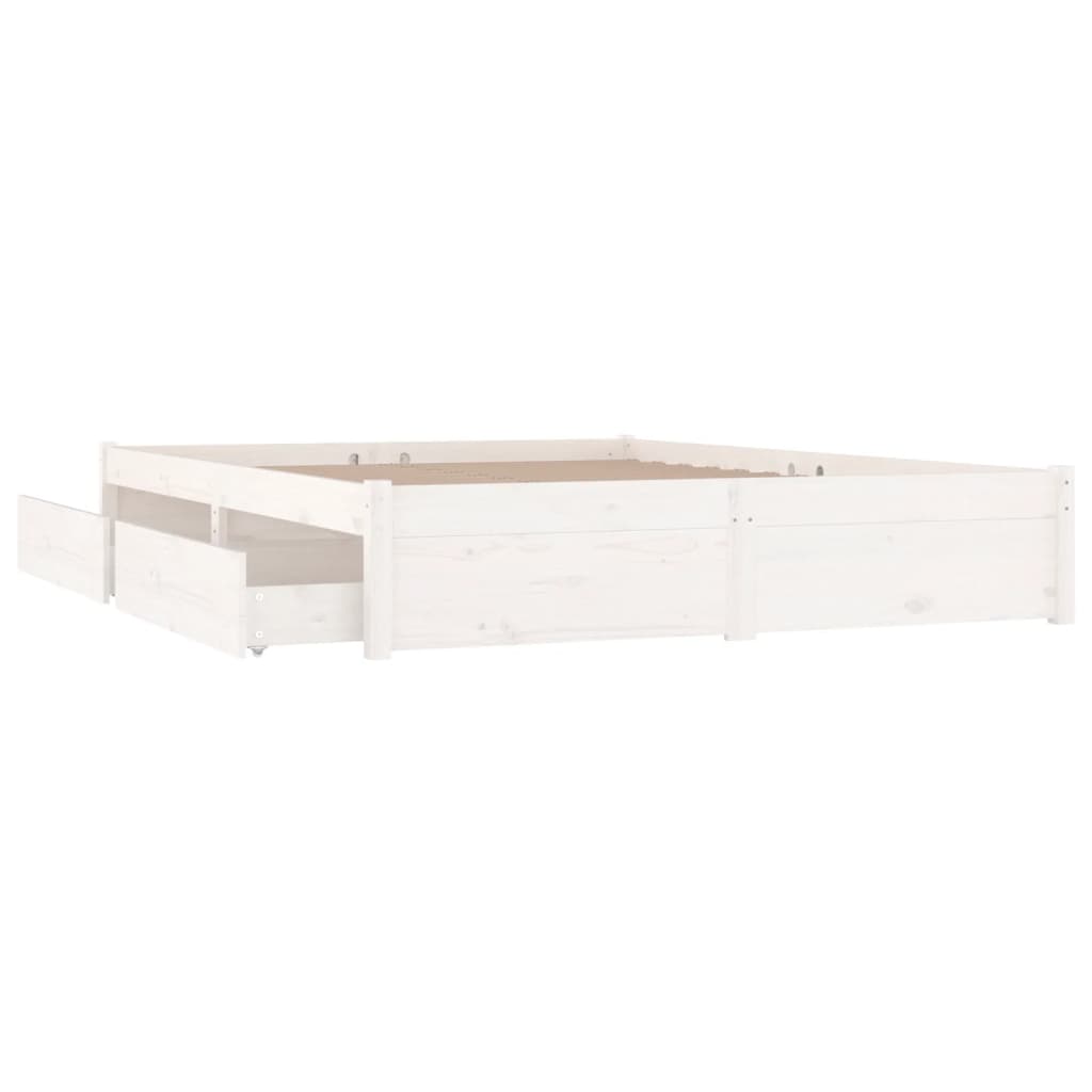Bed Frame without Mattress with Drawers White 150x200 cm